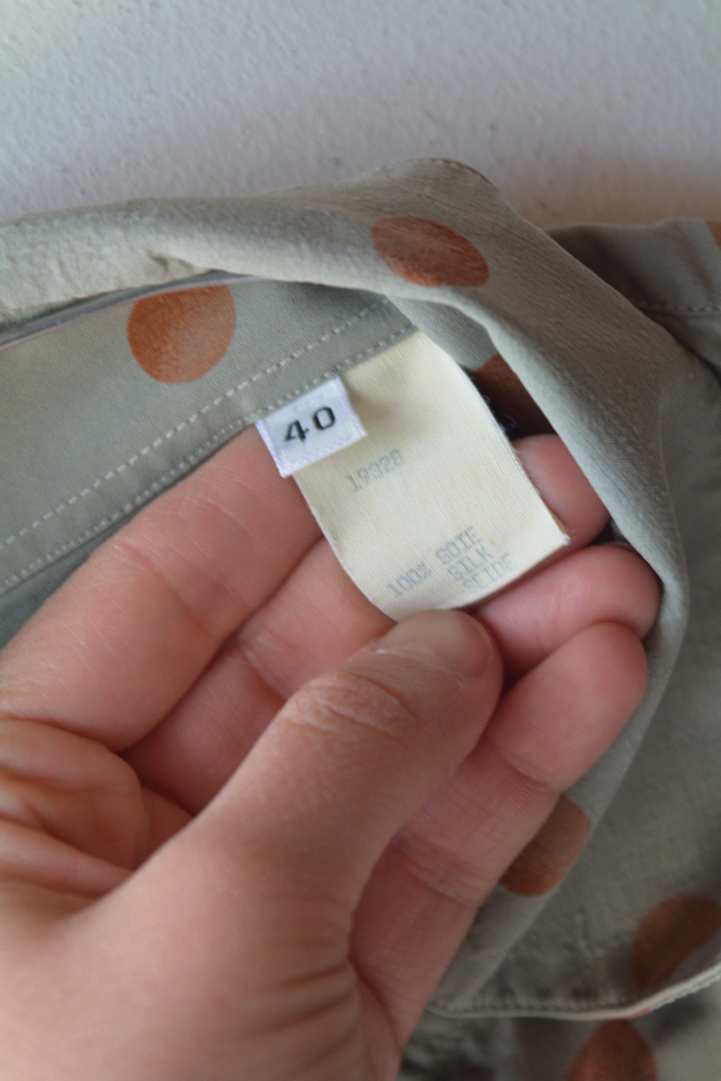 Kenzo Camicia Vintage Maxi Pois Grigio Salvia Taglia 40