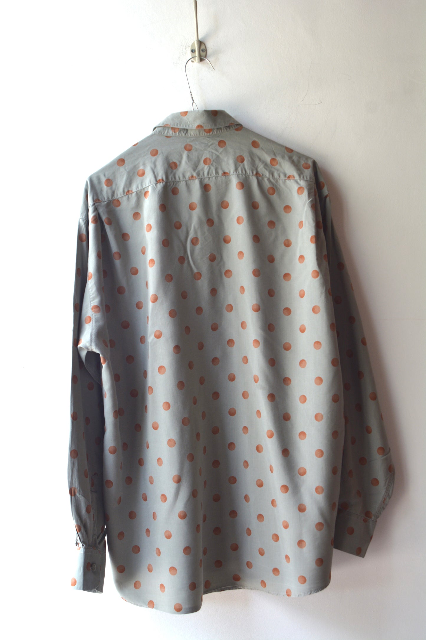 Kenzo Camicia Vintage Maxi Pois Grigio Salvia Taglia 40