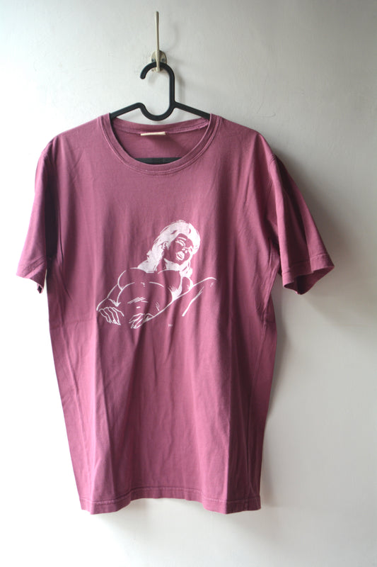T-Shirt 750 Italy Rosa Antico con Stampa Figura Femminile