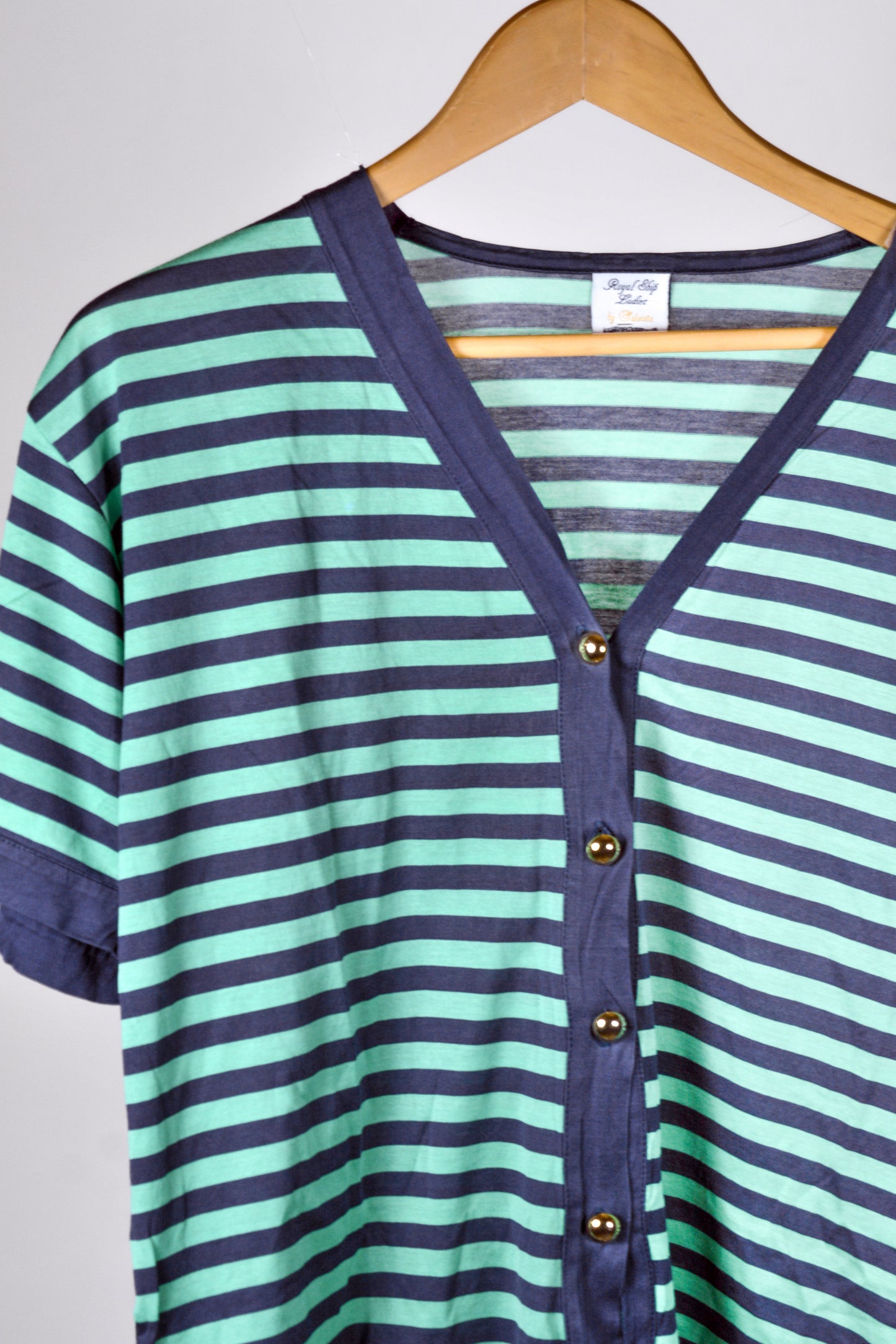 Top Vintage Royal Ship Ladies — Righe Menta e Navy