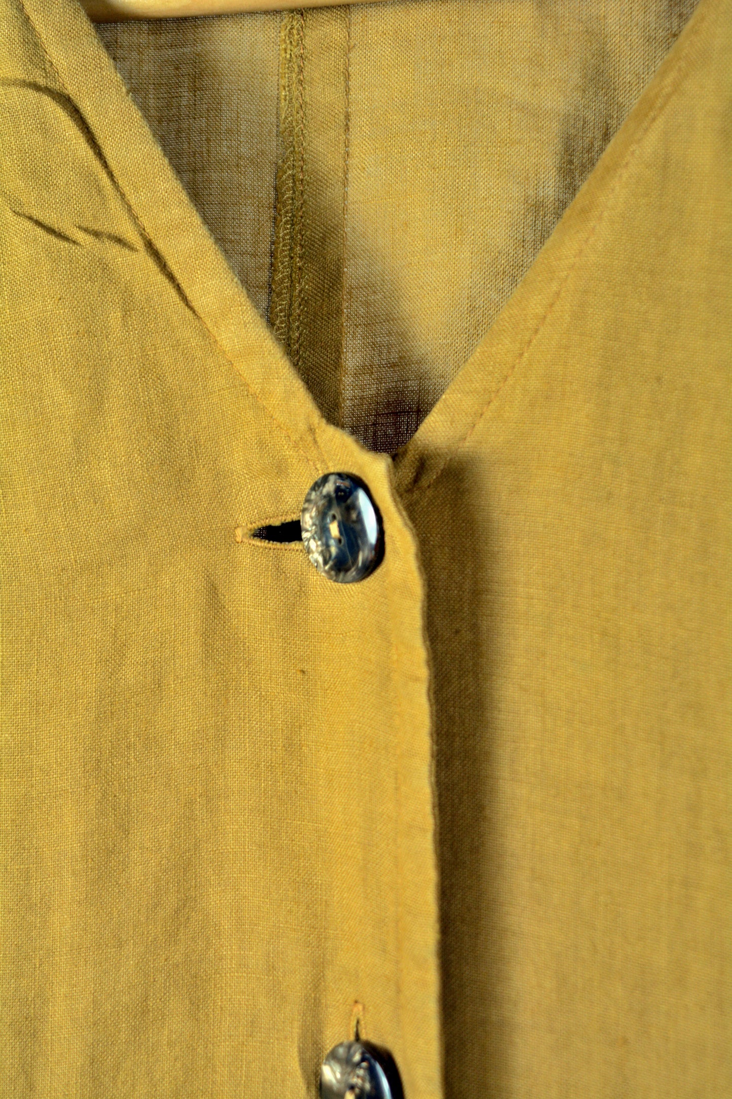 Superior Vestito Vintage Puro Lino Senape — Anni '90