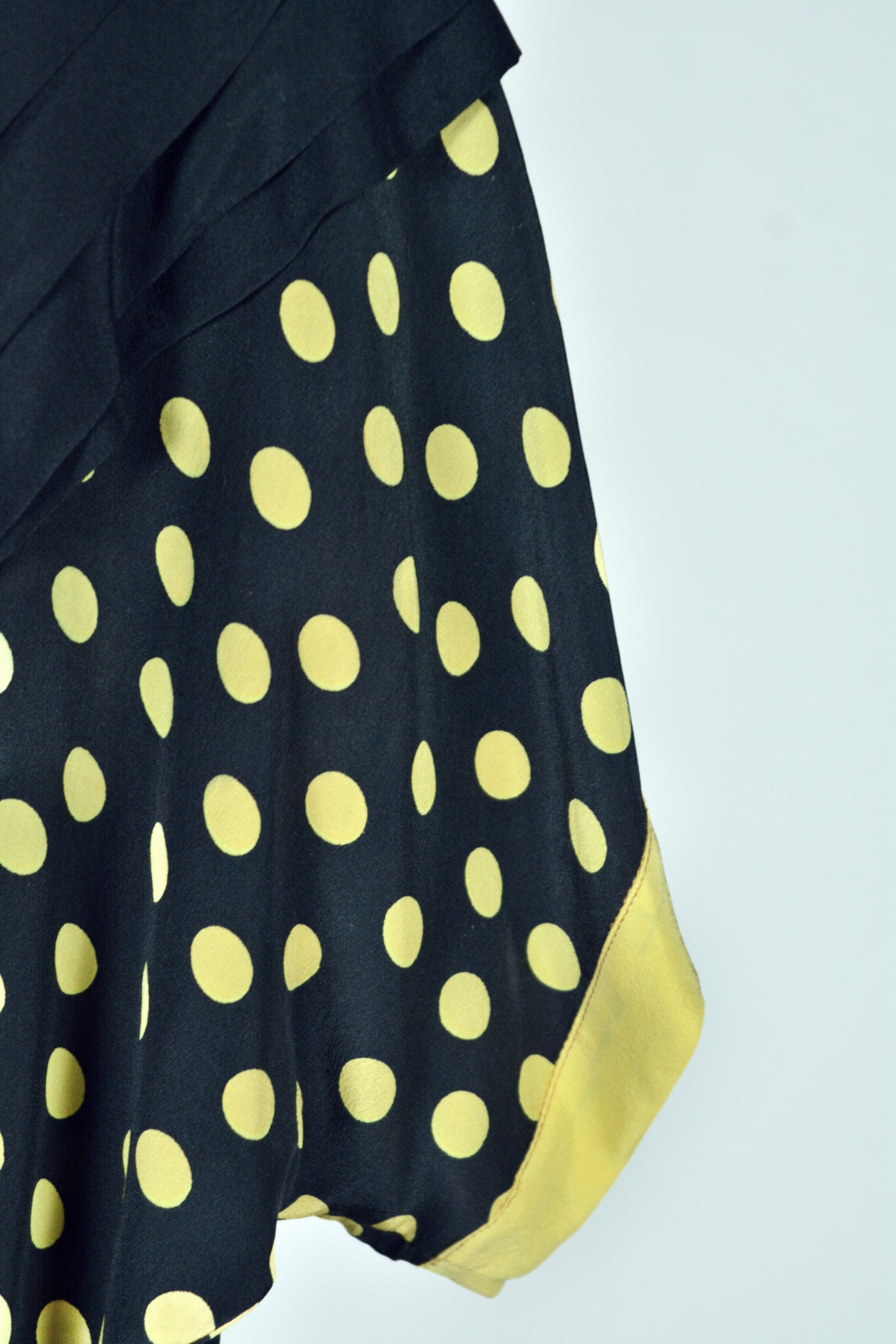 Abito Vintage 100% Seta Nero a Pois Gialli – Made in Italy Taglia 44