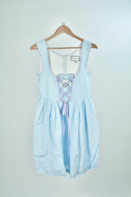 dirndl.com Dirndl Corto Azzurro Vichy Vintage – Taglia 36