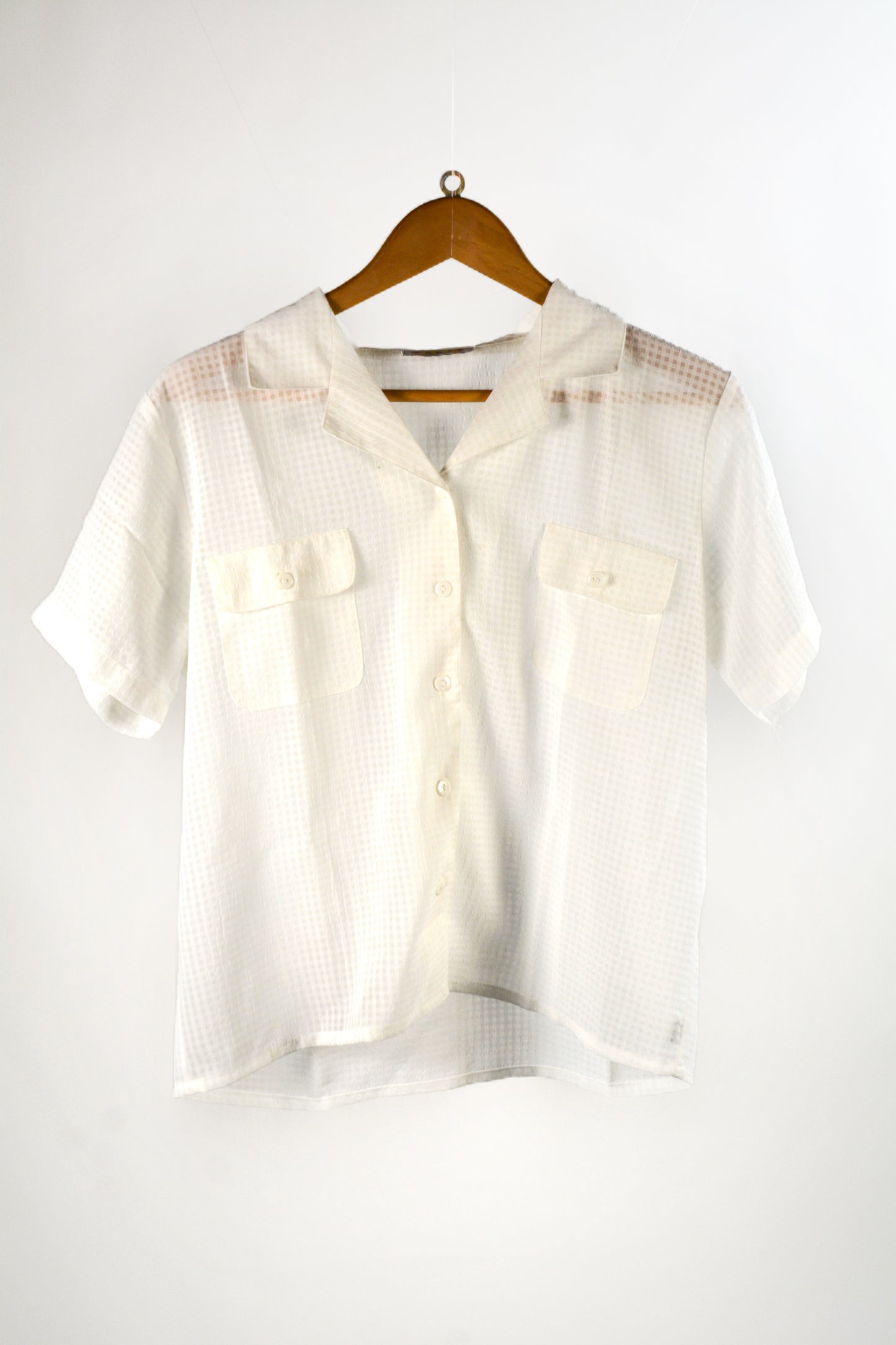 Camicia Vintage HMT – Tessuto Waffle Avorio Semi-Trasparente