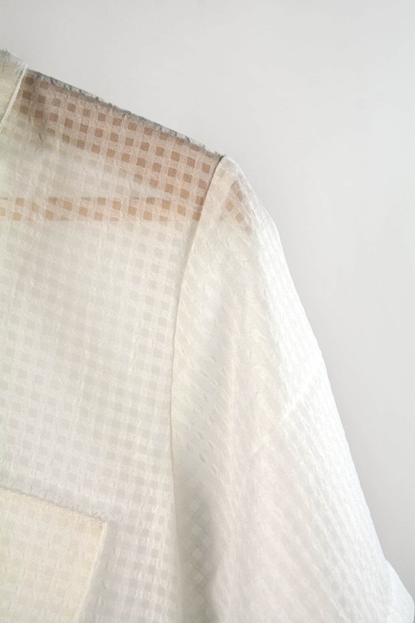 Camicia Vintage HMT – Tessuto Waffle Avorio Semi-Trasparente