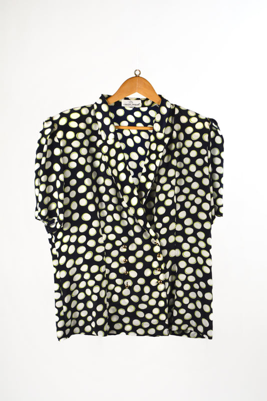 Carolina Pedrjoni Blusa Pois Nera Verde Vintage – Taglia 49