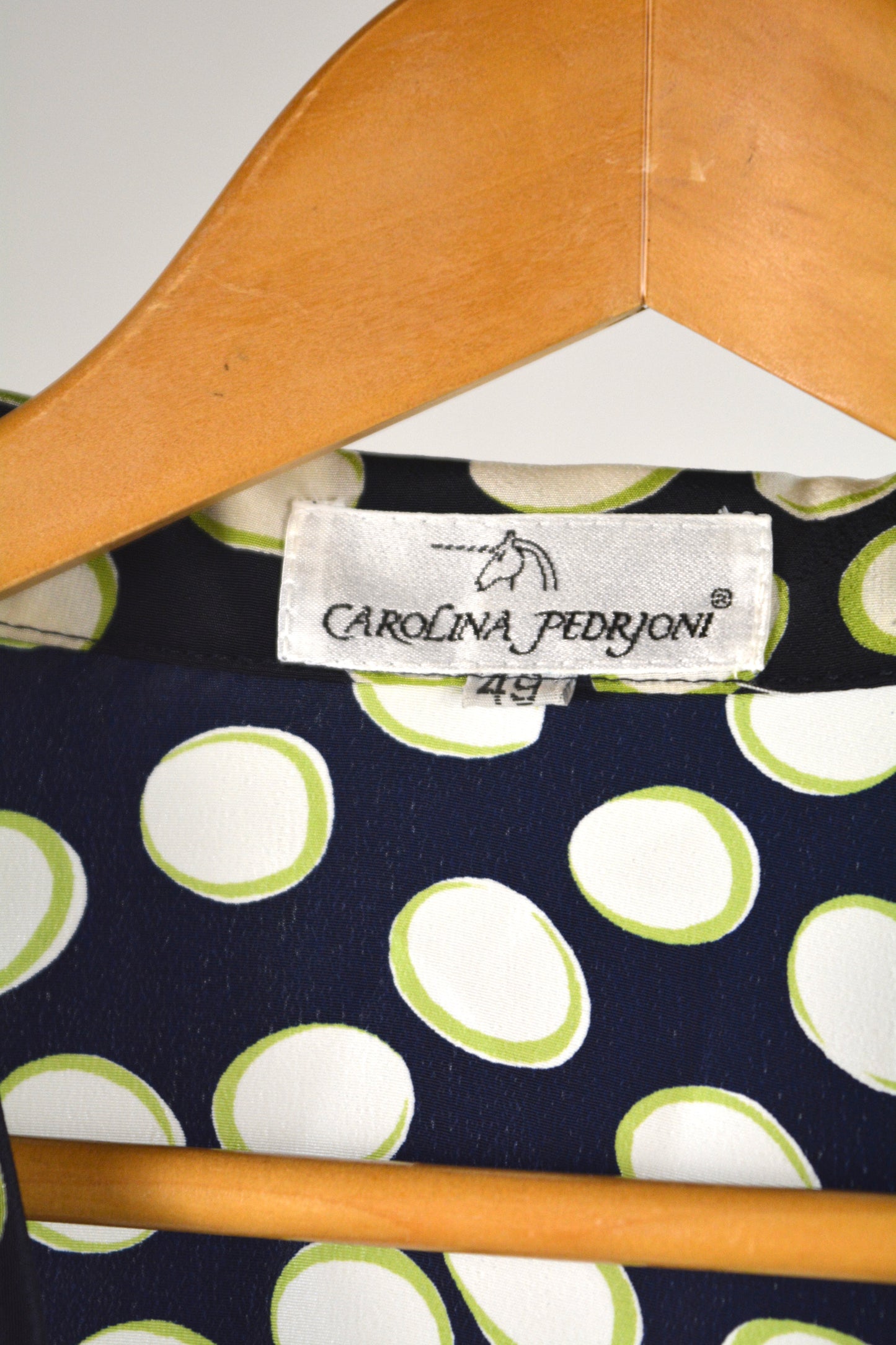 Carolina Pedrjoni Blusa Pois Nera Verde Vintage – Taglia 49