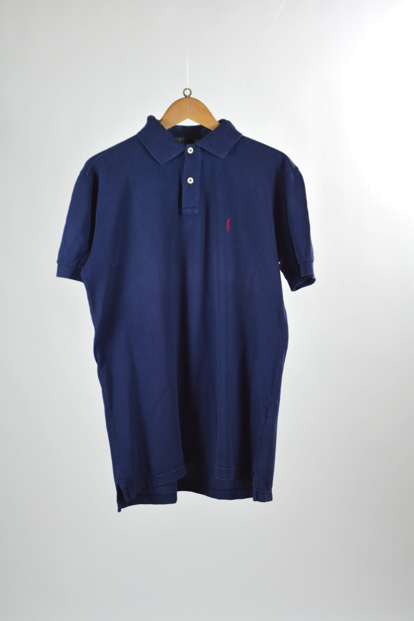 Polo Vintage Ralph Lauren Piqué Blu Navy – Logo Pony Rosso – Taglia L