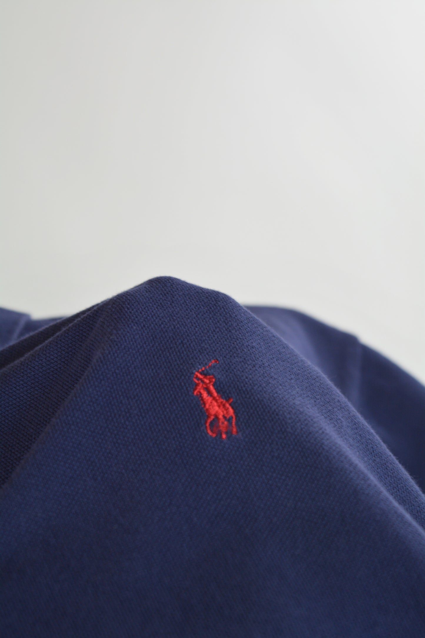 Polo Vintage Ralph Lauren Piqué Blu Navy – Logo Pony Rosso – Taglia L