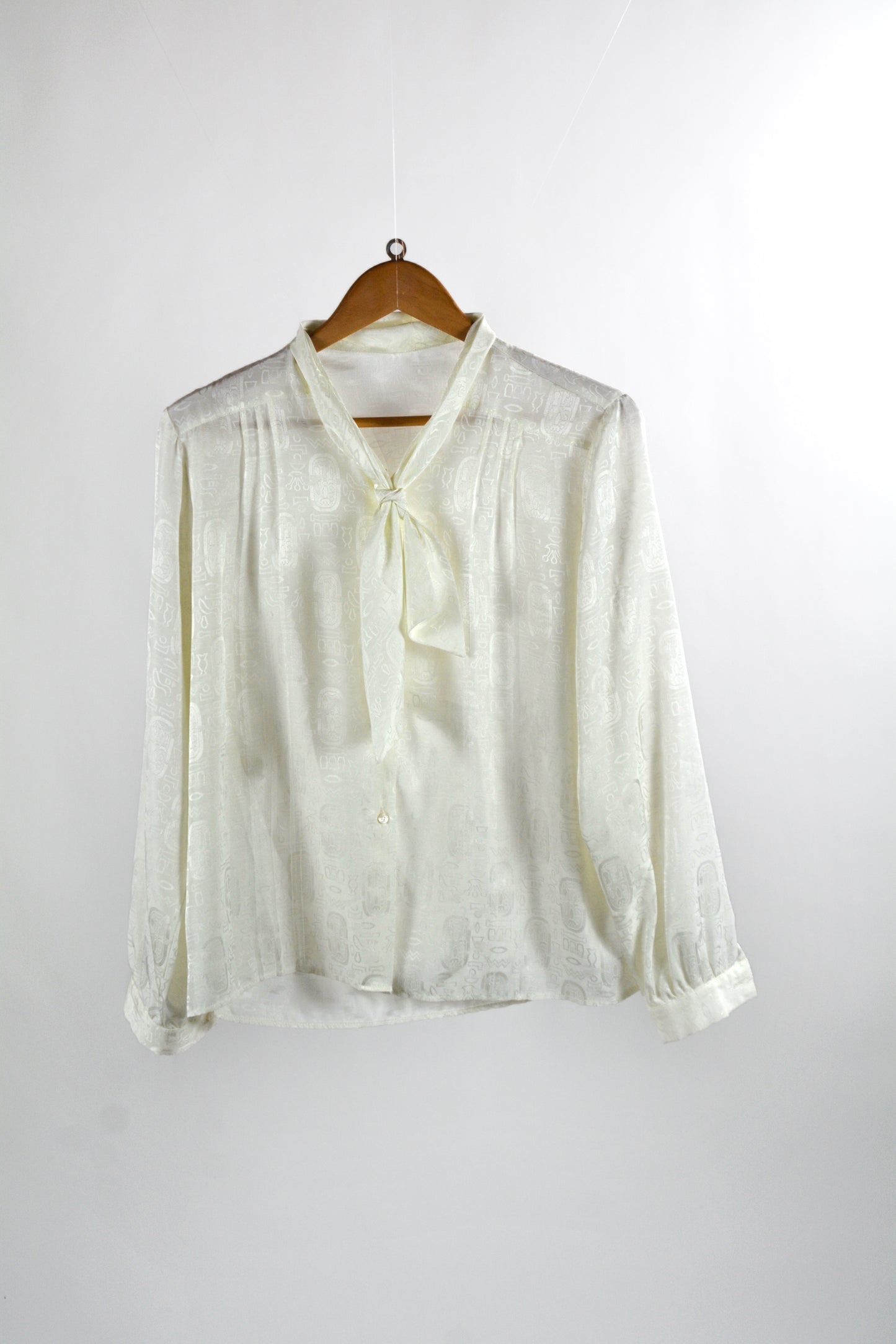 Camicia Vintage Avorio in Jacquard con Fiocco