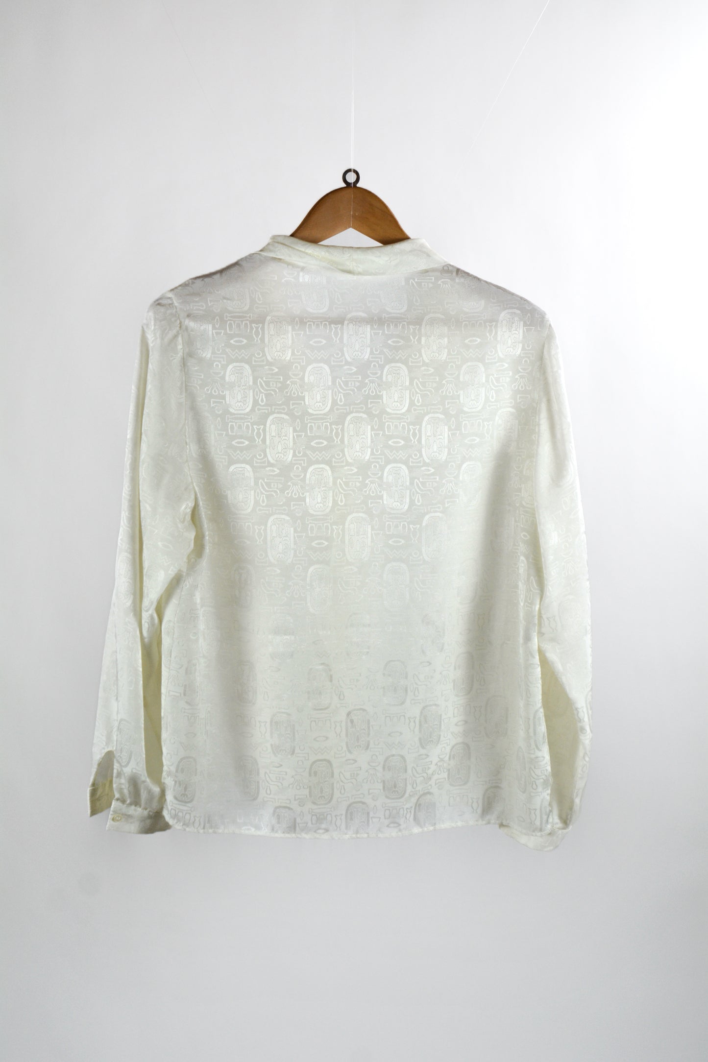 Camicia Vintage Avorio in Jacquard con Fiocco