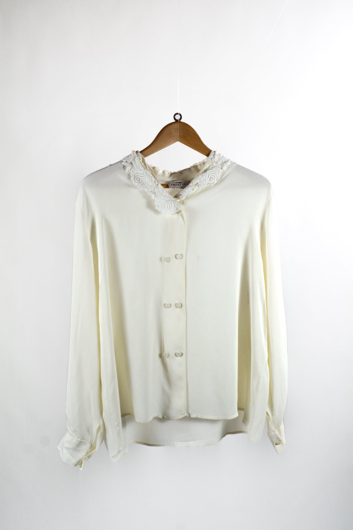 Camicia Vintage Emisfero Collection Avorio con Pizzo Rose