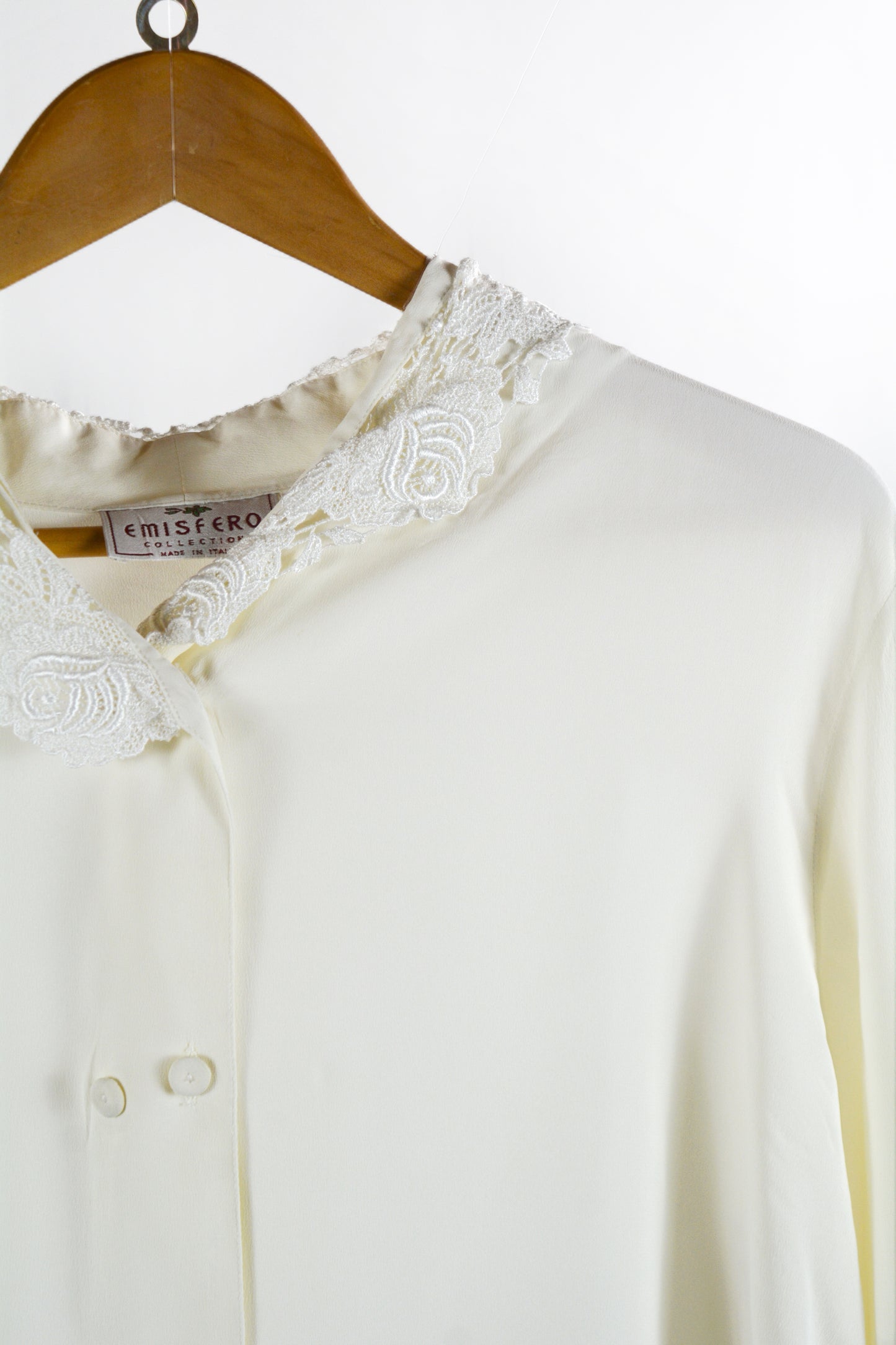 Camicia Vintage Emisfero Collection Avorio con Pizzo Rose