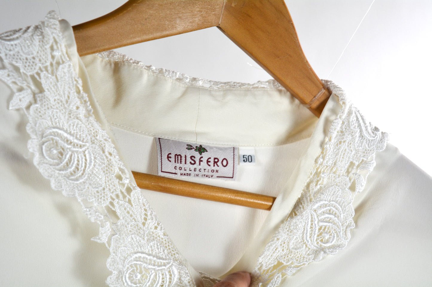 Camicia Vintage Emisfero Collection Avorio con Pizzo Rose