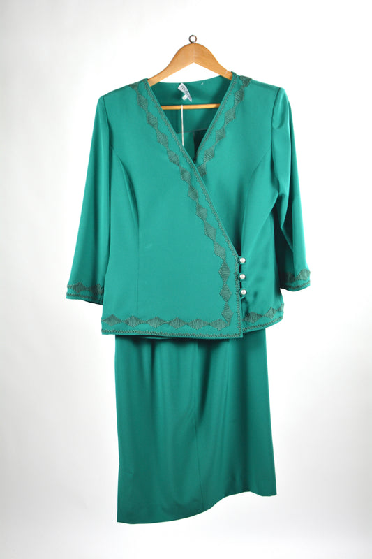 Completo Vintage Verde Smeraldo Modyva — Giacca e Gonna