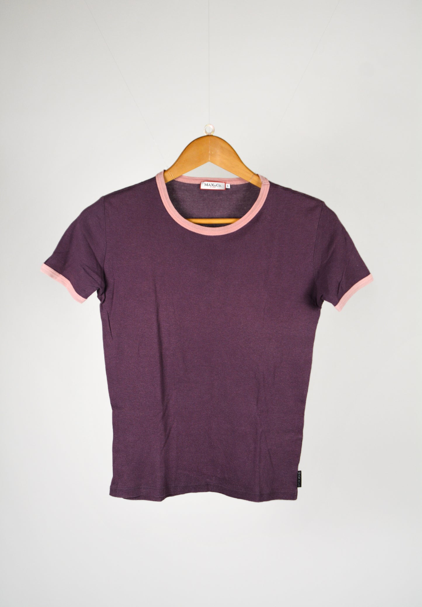 T-shirt Vintage MAX&Co. Tricot Prugna con Bordini Rosa