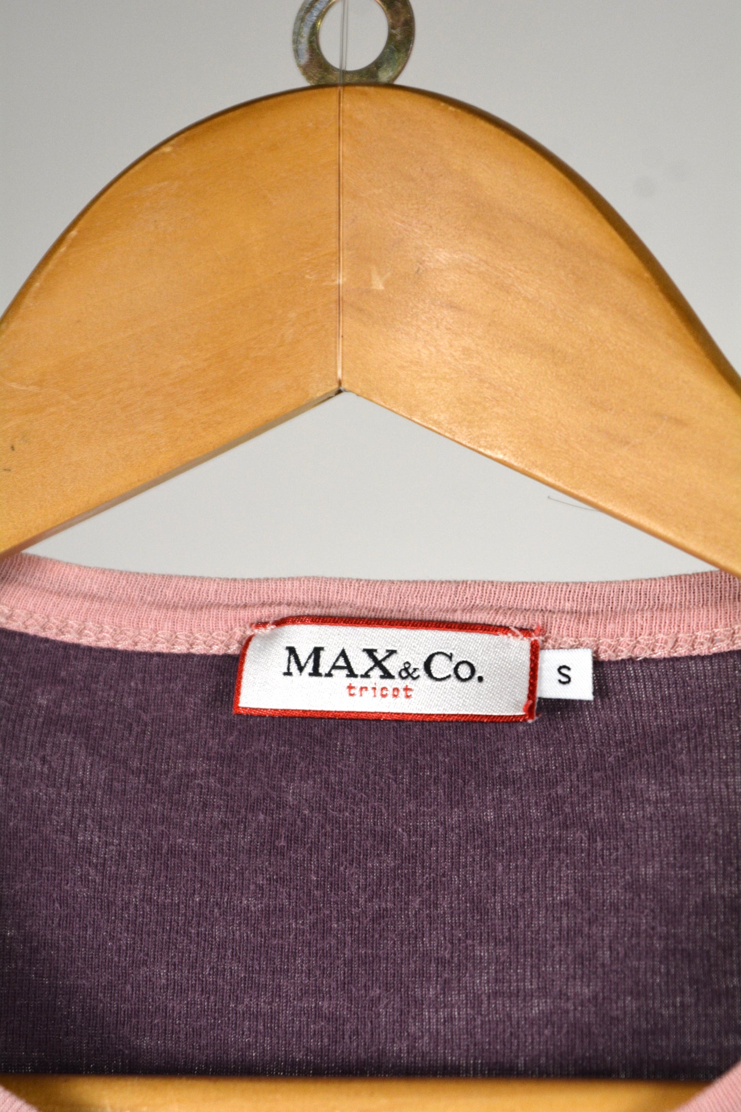 T-shirt Vintage MAX&Co. Tricot Prugna con Bordini Rosa