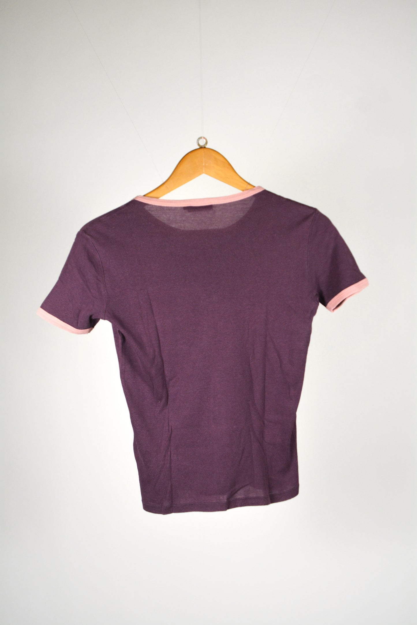 T-shirt Vintage MAX&Co. Tricot Prugna con Bordini Rosa
