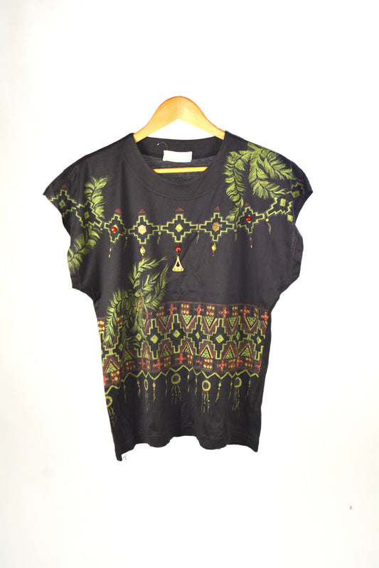 T-shirt Vintage Le Maglie di Mary – Stampa Etnica Nera