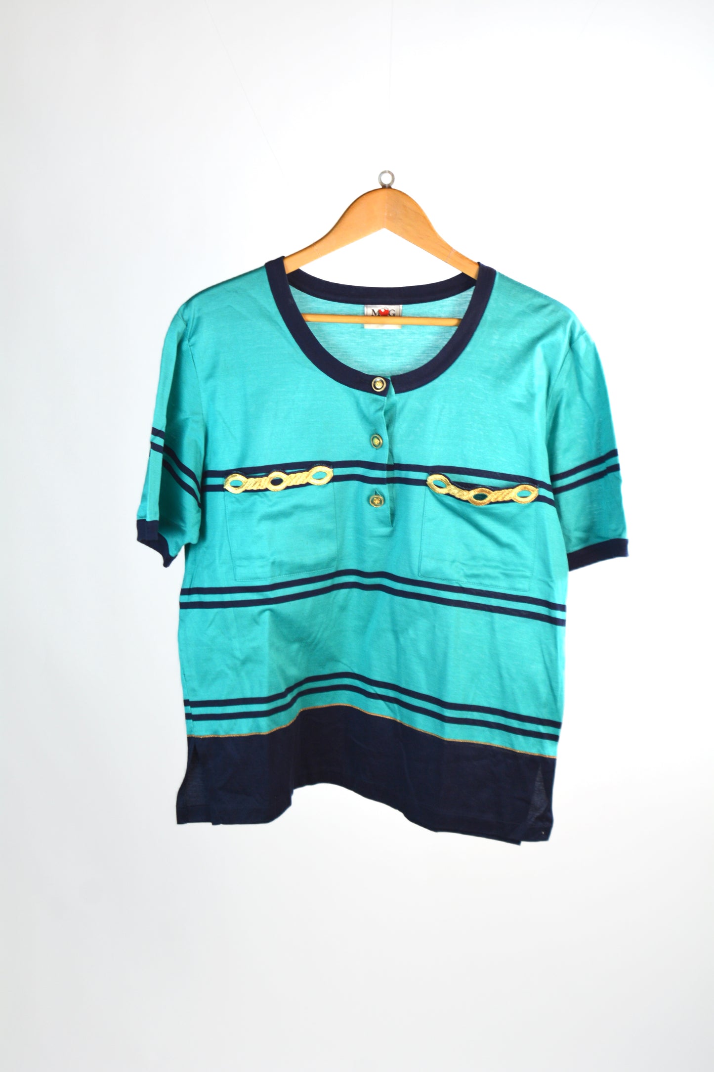 T-Shirt Vintage Maglificio MG – Turchese Navy Anni '80