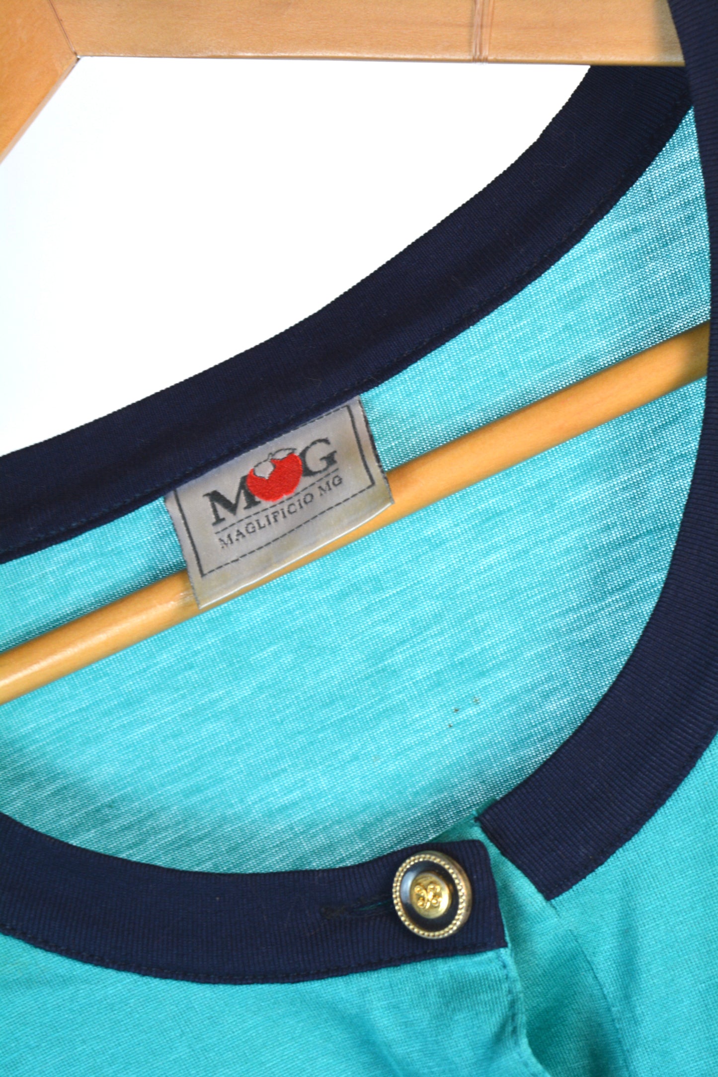 T-Shirt Vintage Maglificio MG – Turchese Navy Anni '80