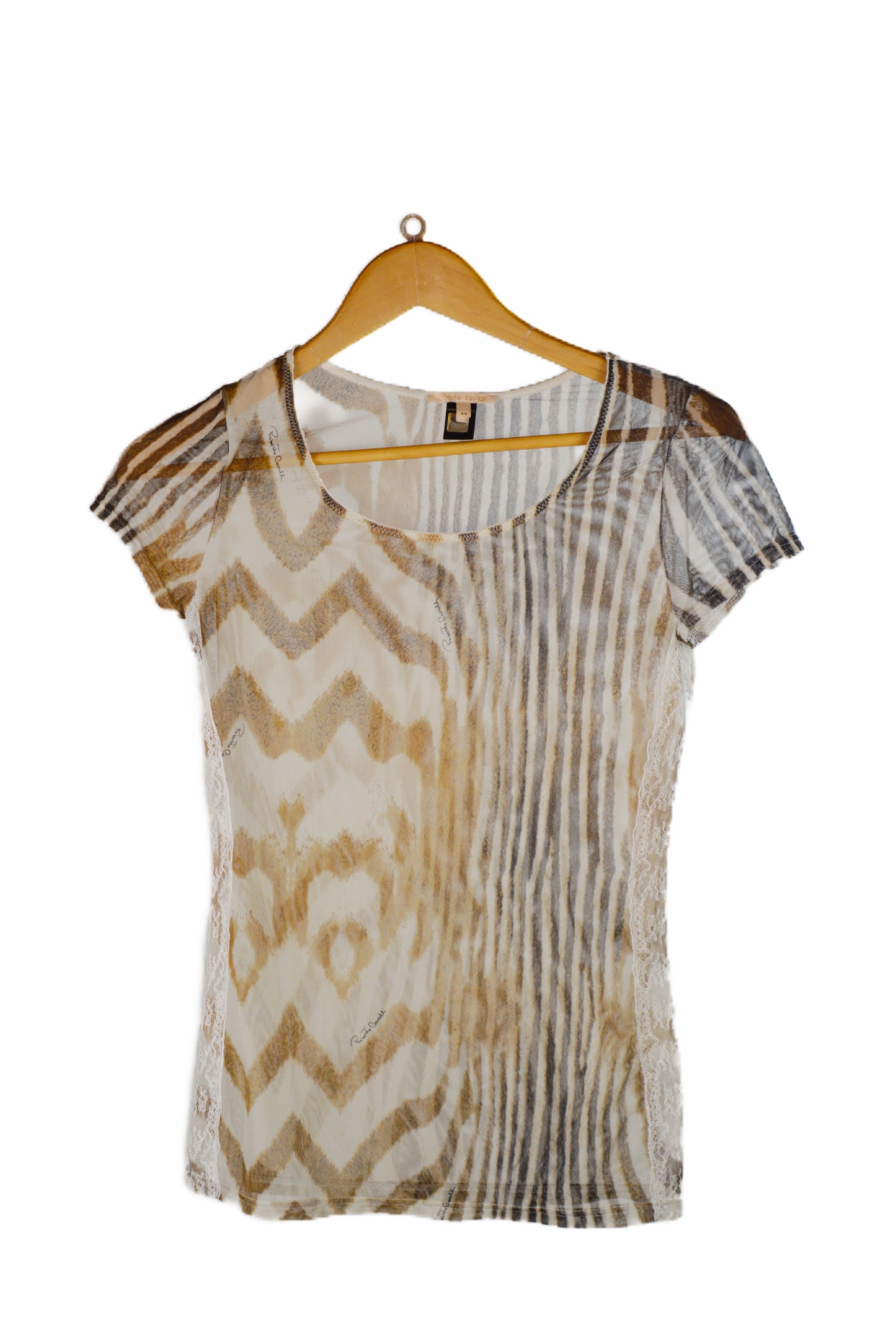 Roberto Cavalli — Top in Tulle Stampato
