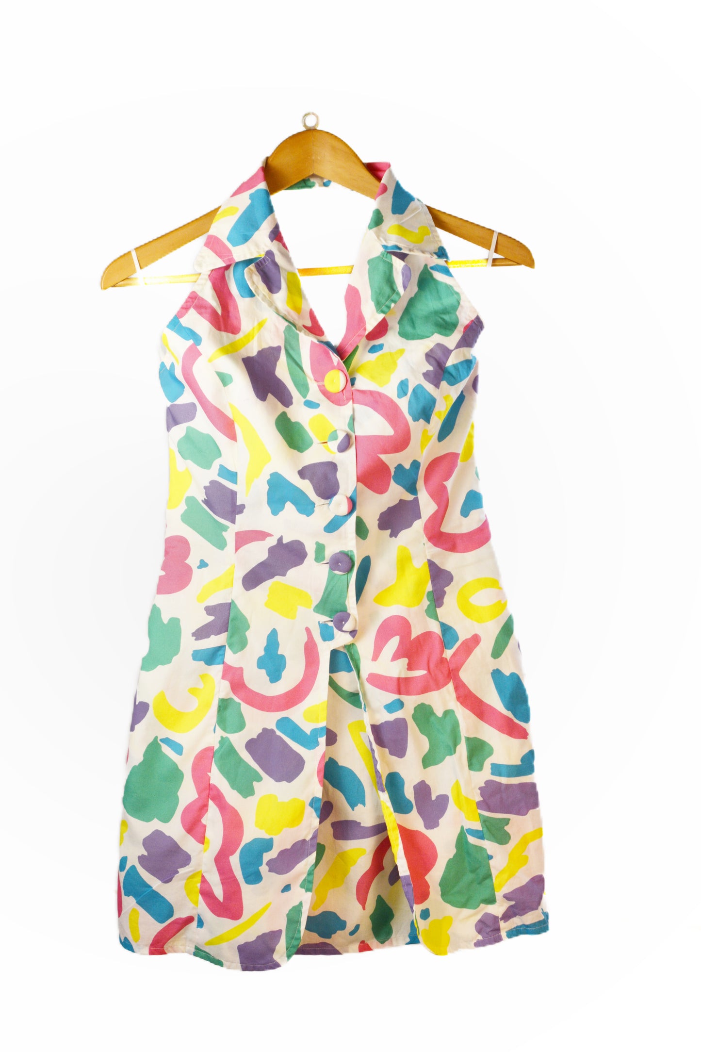 Moschino Archive Halter Dress — Franco Moschino Era, Abstract Multicolor Print