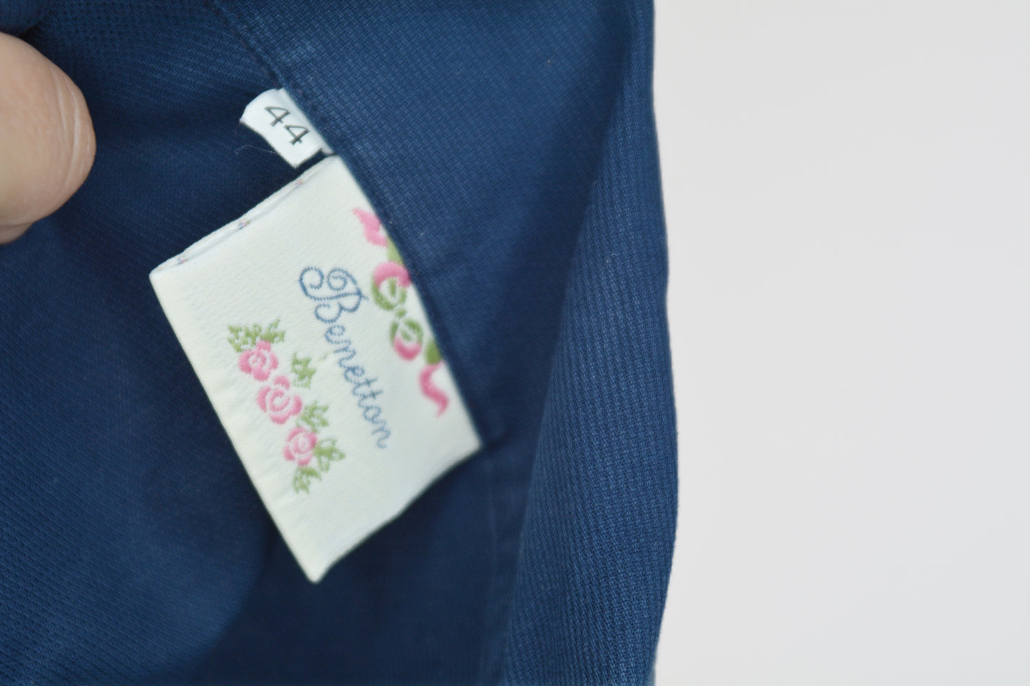 Top Vintage Benetton Blu Navy 100% Cotone – Taglia 44
