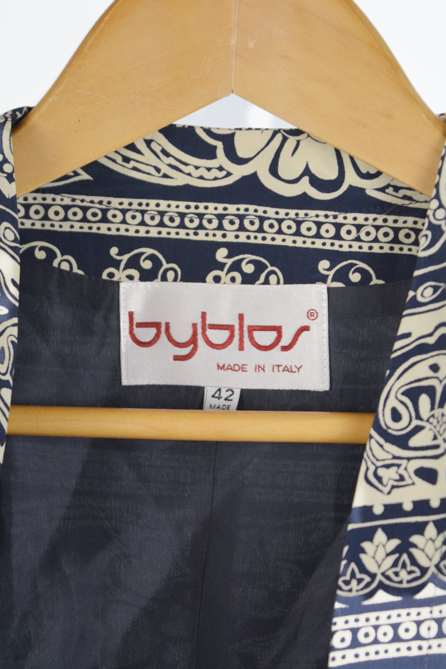 Completo Vintage Byblos Due Pezzi Paisley Blu Navy – Taglia 42