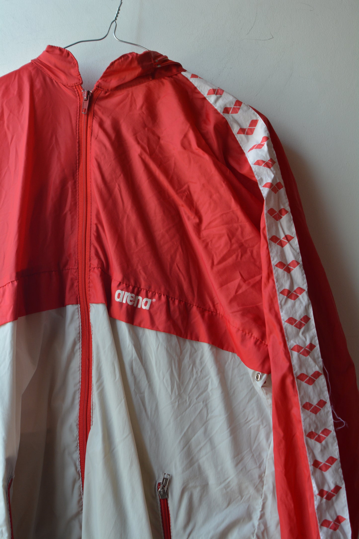 Arena — K-Way Giacca a Vento Rosso Bianco Taglia S Made in Italy