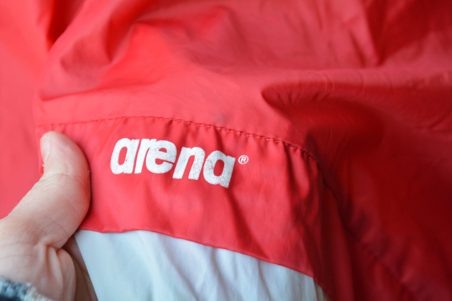 Arena — K-Way Giacca a Vento Rosso Bianco Taglia S Made in Italy