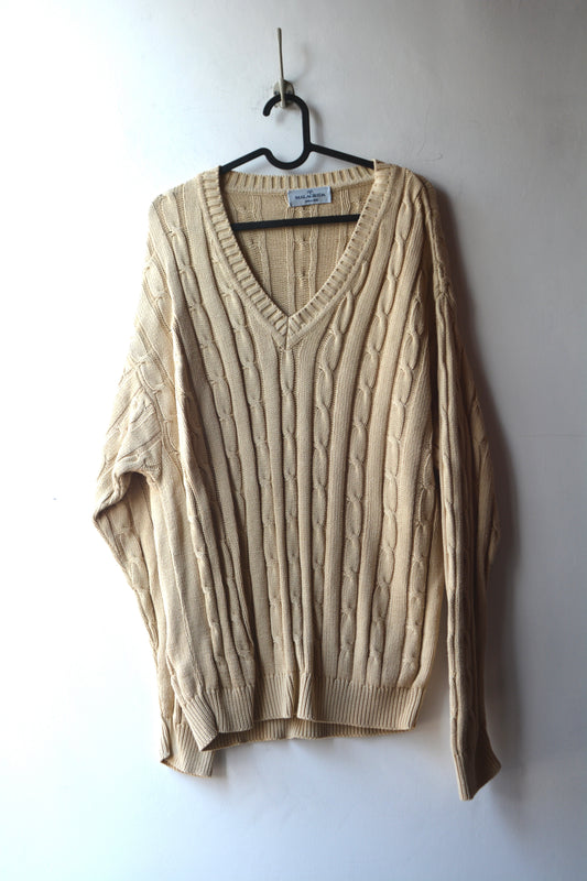 Malagrida Cable Knit V-Neck — Made in Italy