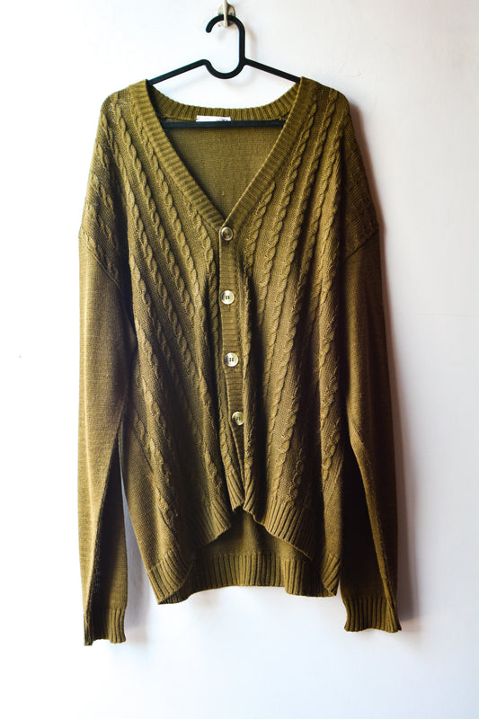 Colombo — Cardigan Lino Viscosa Verde Oliva Taglia XL