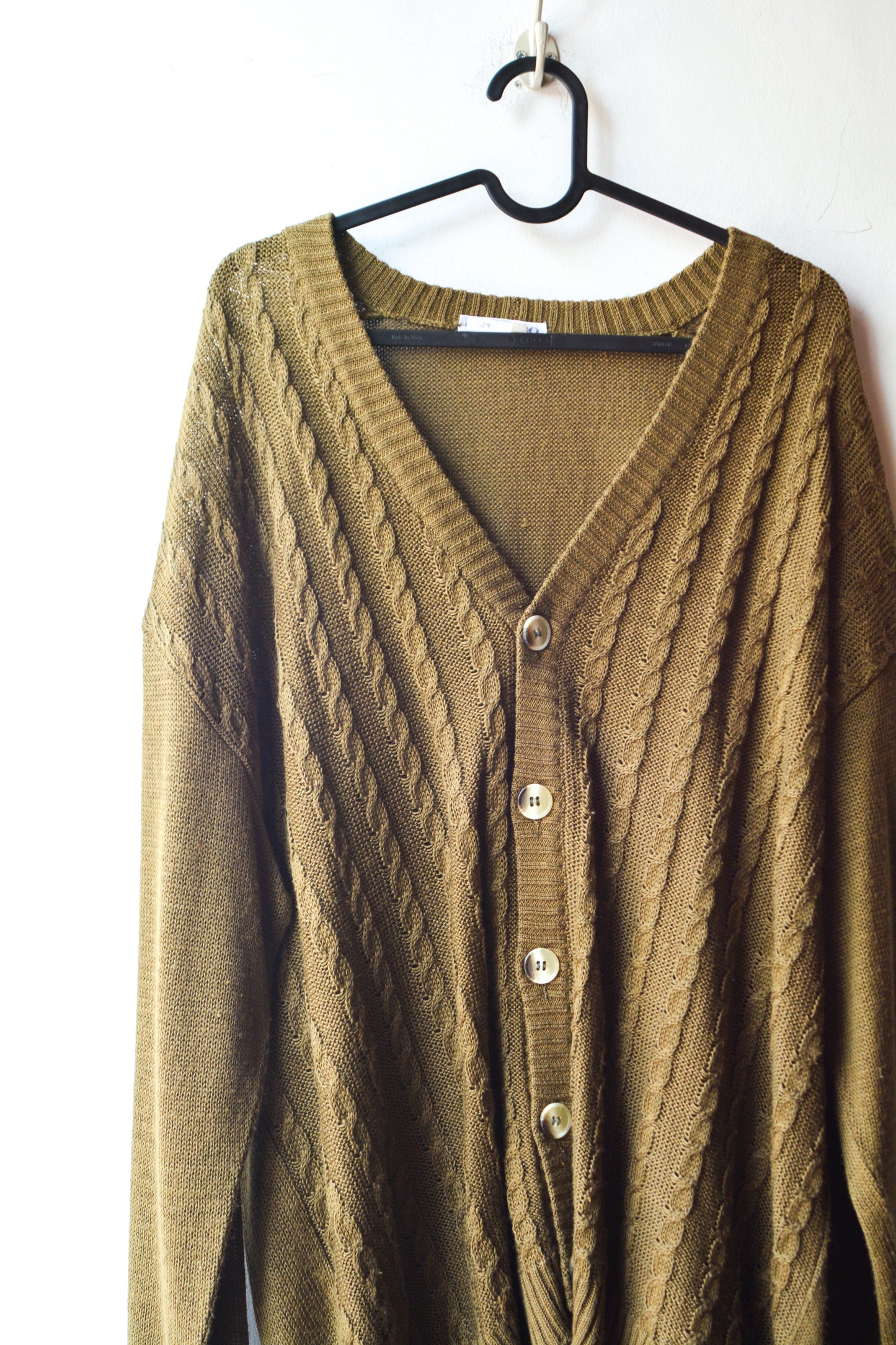Colombo — Cardigan Lino Viscosa Verde Oliva Taglia XL