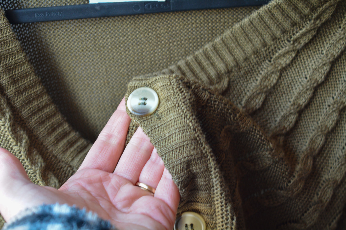 Colombo — Cardigan Lino Viscosa Verde Oliva Taglia XL