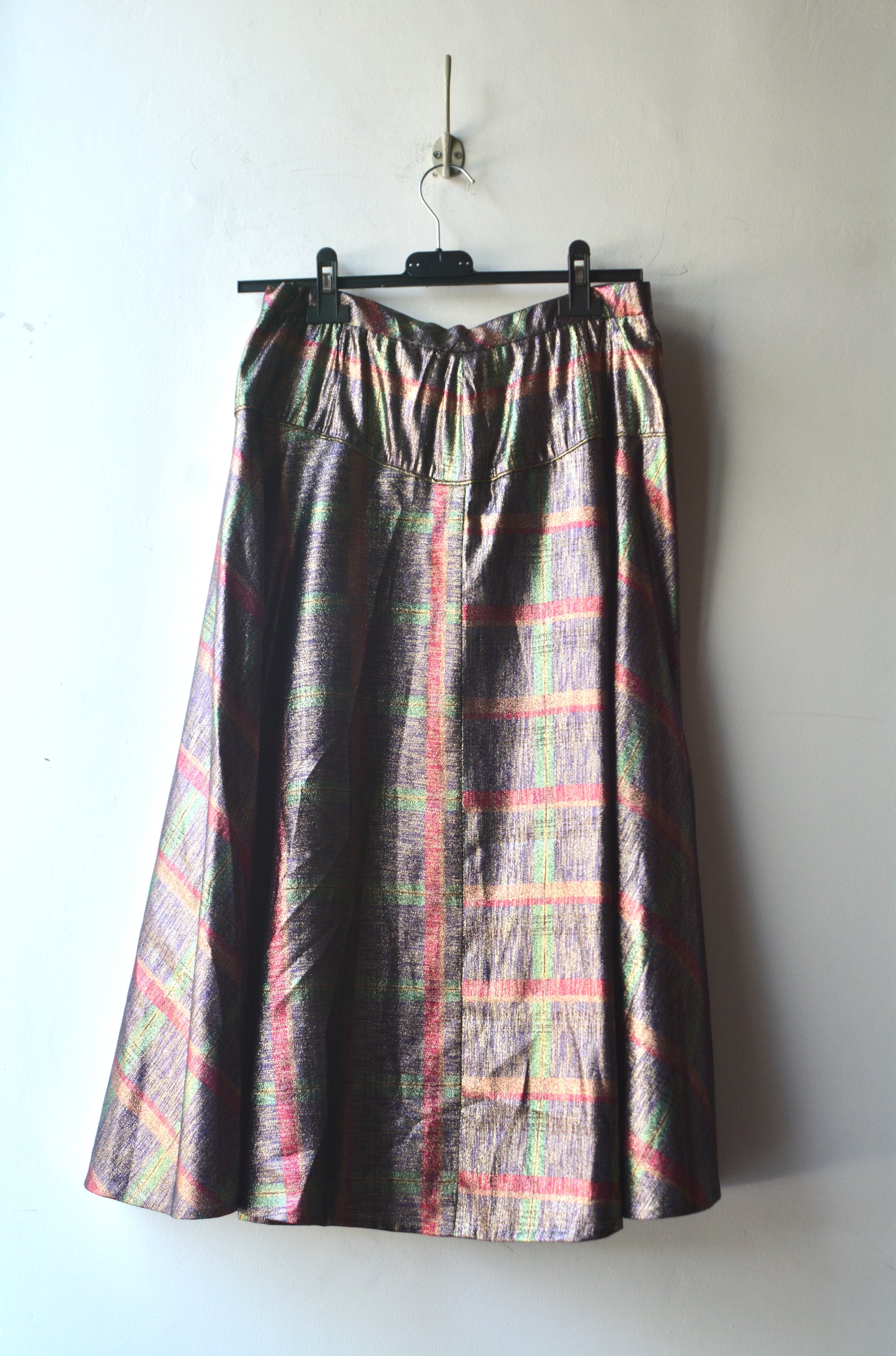 Gonna Midi Lurex Vintage Tartan Metallizzato — Anni '70