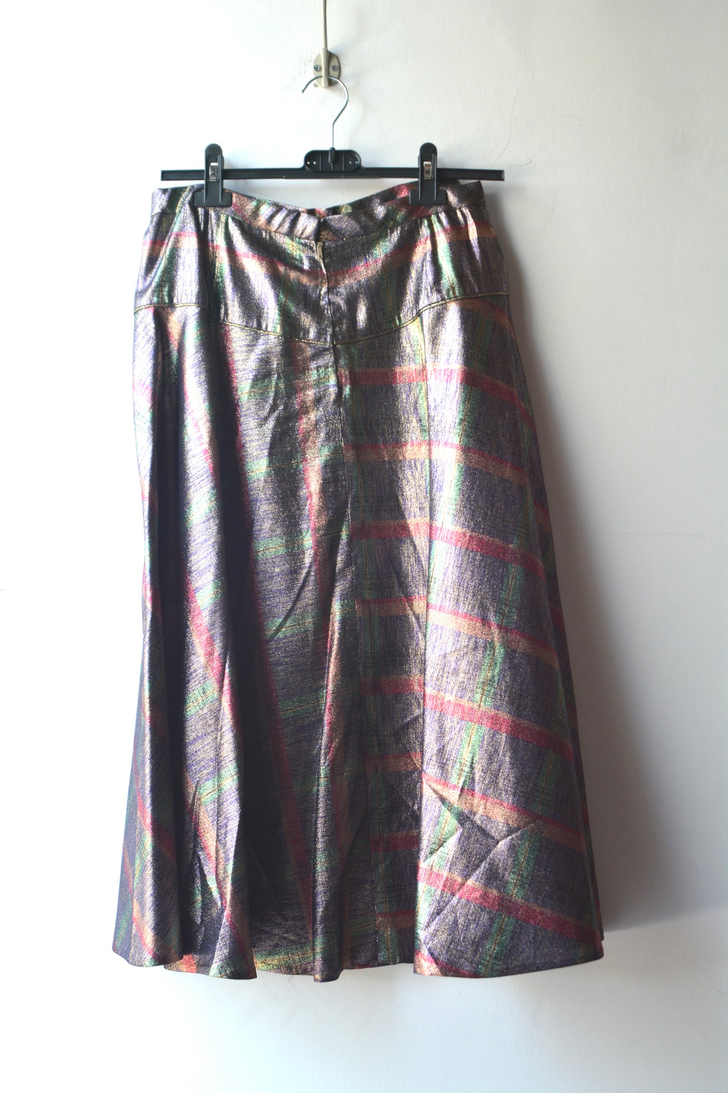 Gonna Midi Lurex Vintage Tartan Metallizzato — Anni '70