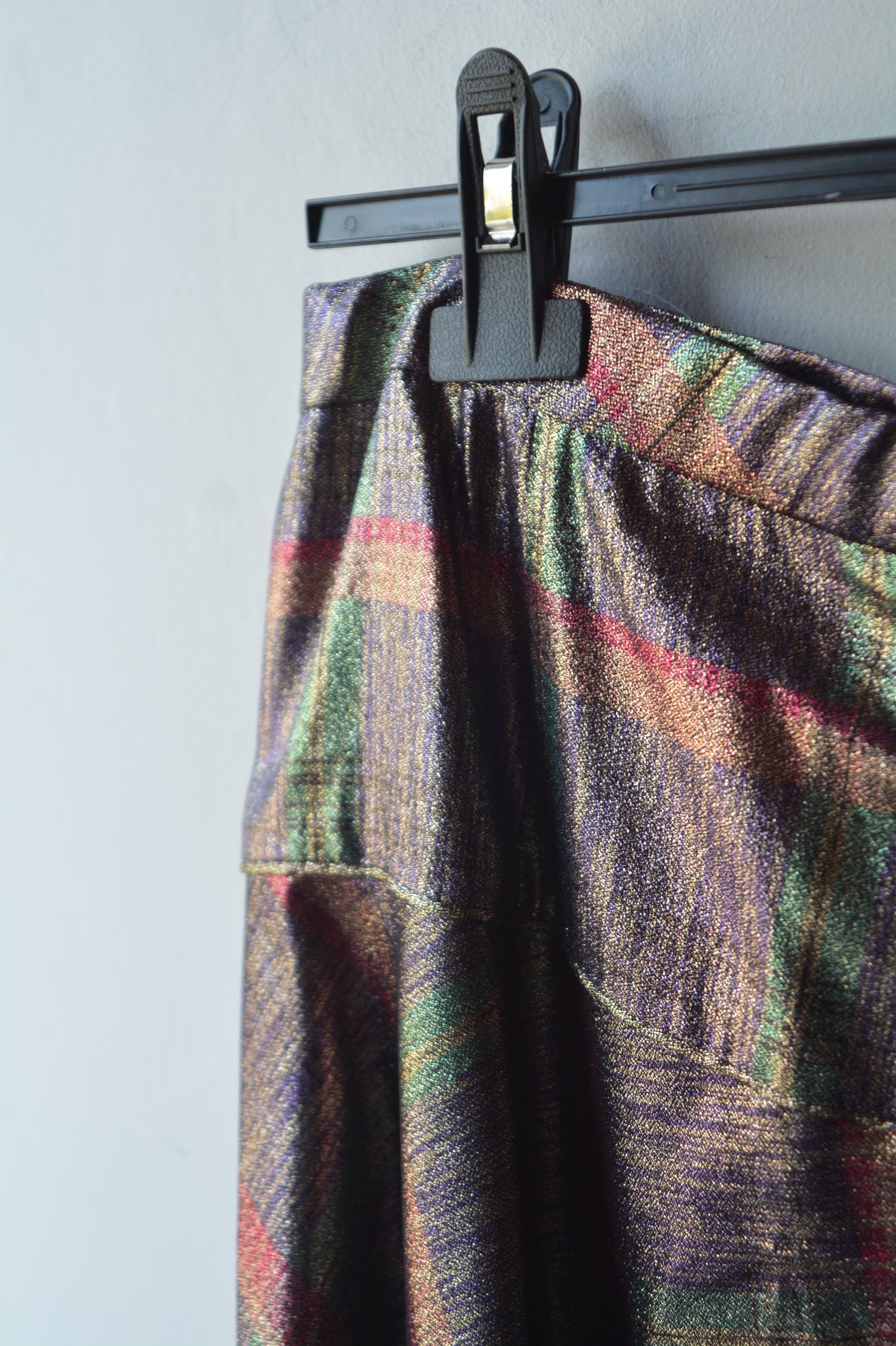 Gonna Midi Lurex Vintage Tartan Metallizzato — Anni '70