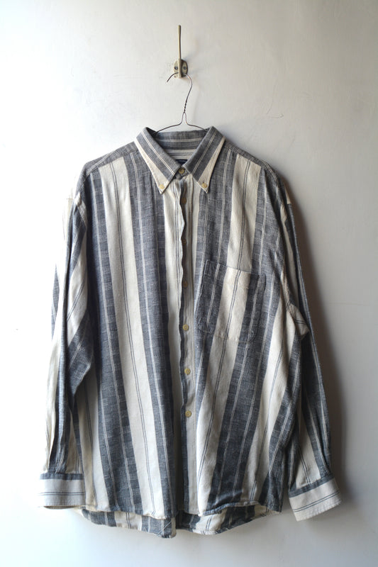 Norfolk Camicia Uomo Righe Jacquard Grigio Bianco — Taglia XL