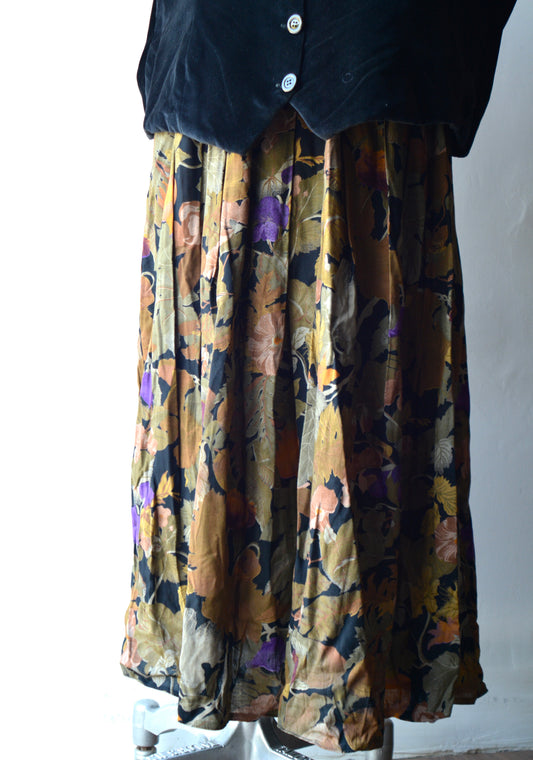 Gonna Midi Vintage Floreale Vita Elastica — Taglia L