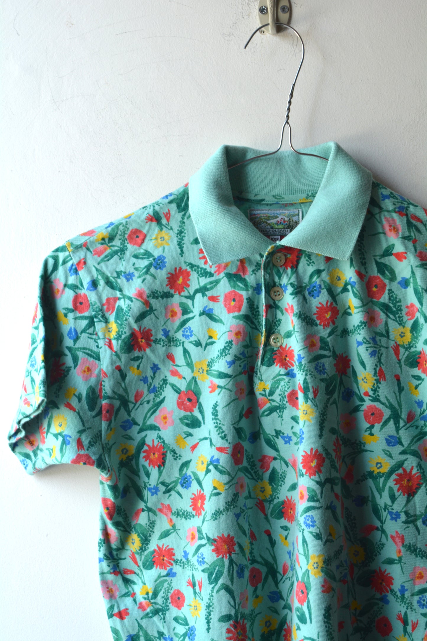 Naj-Oleari Polo Floreale Verde Acqua — Made in Italy