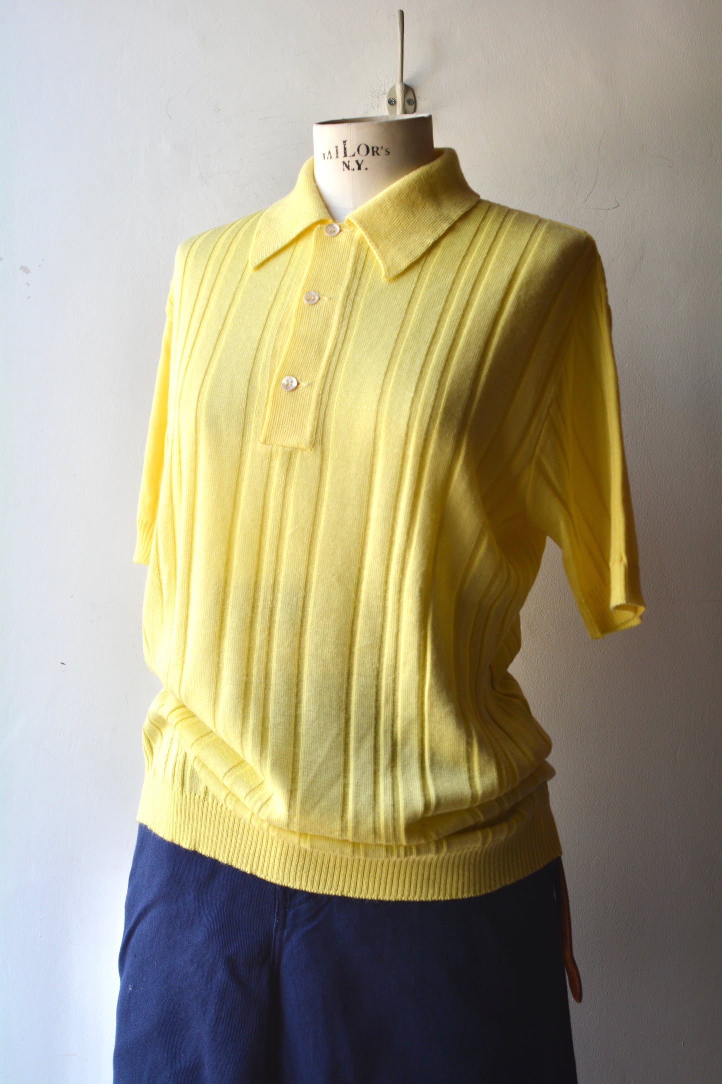 Polo in Maglia Vintage Giallo Limone — Anni '70