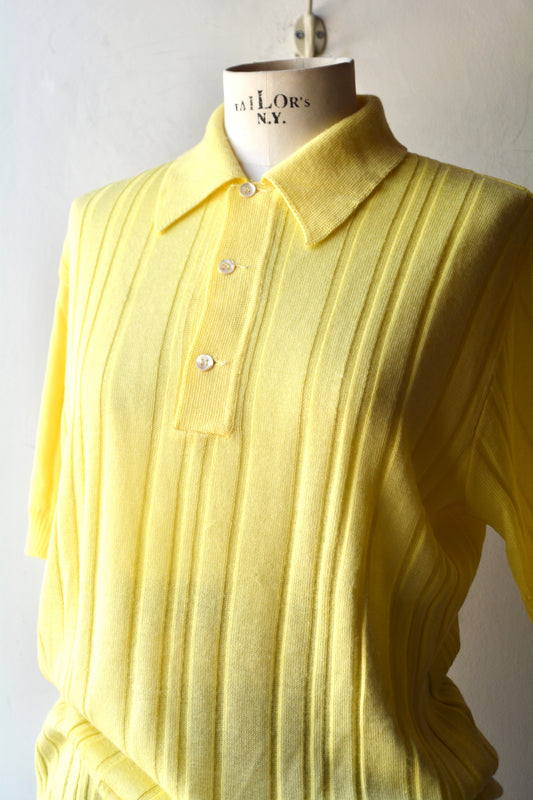 Polo in Maglia Vintage Giallo Limone — Anni '70