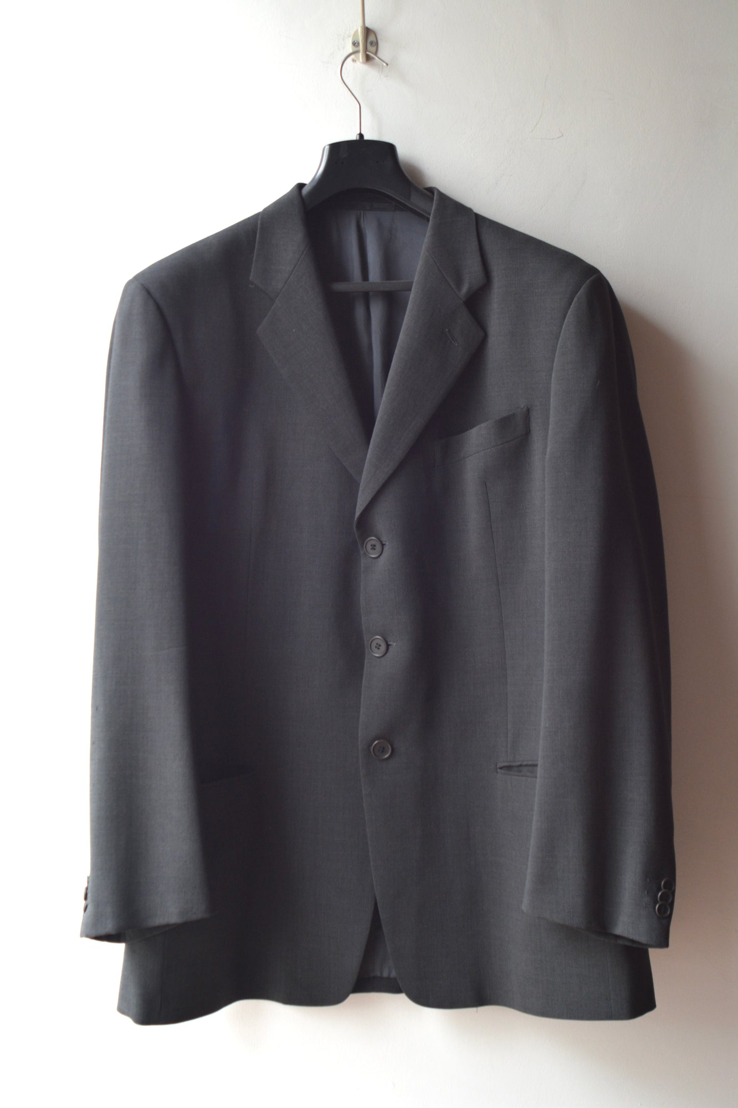 Armani Collezioni Blazer Vintage Lana Vergine Grigio Antracite Taglia 54 Made in Italy