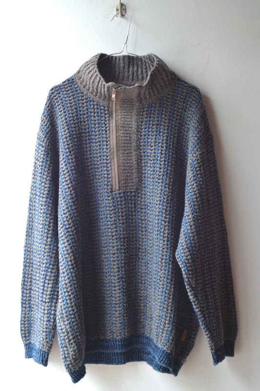 Armani Jeans Maglione Half-Zip Vintage Maglia Waffle Bicolore Anni 90