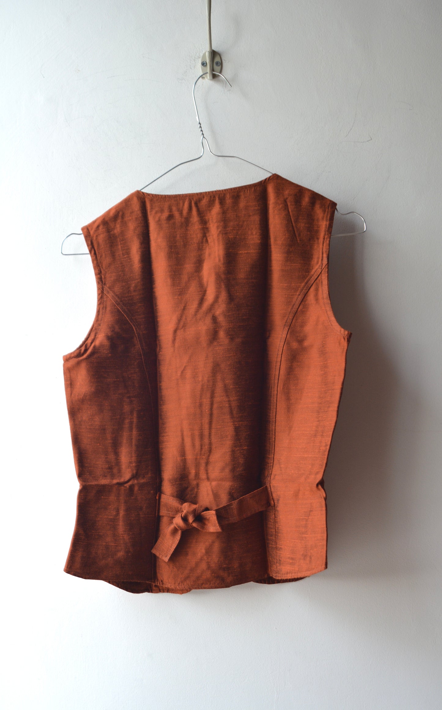 Gilet Vintage Sisley Relaxed Elegance Ruggine Pois Jacquard