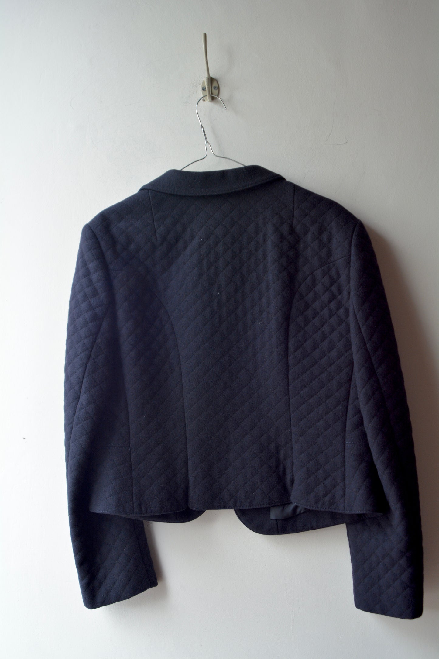Blazer Trachten Trapuntato Blu Navy con Bottoni Vintage