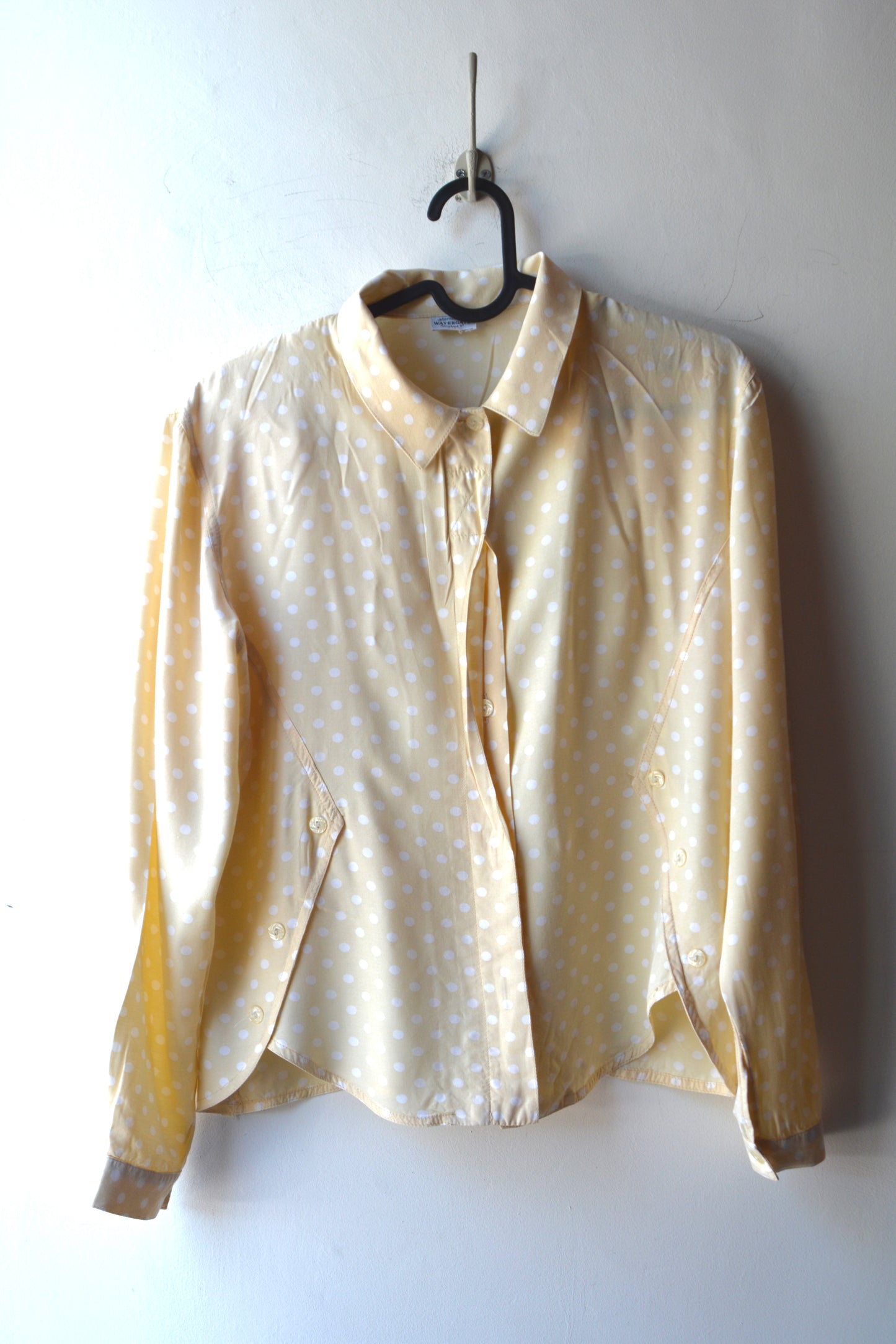 Camicia Vintage Watergate Sportwear Giallo Burro a Pois Bianchi