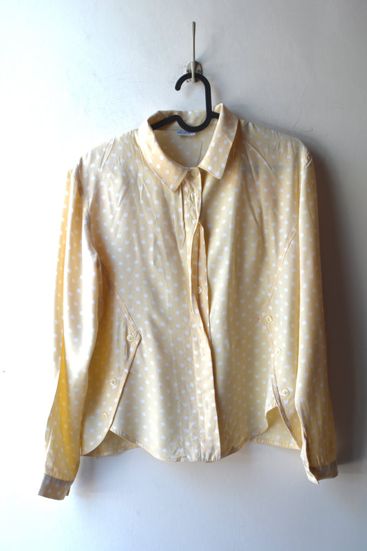 Camicia Vintage Watergate Sportwear Giallo Burro a Pois Bianchi