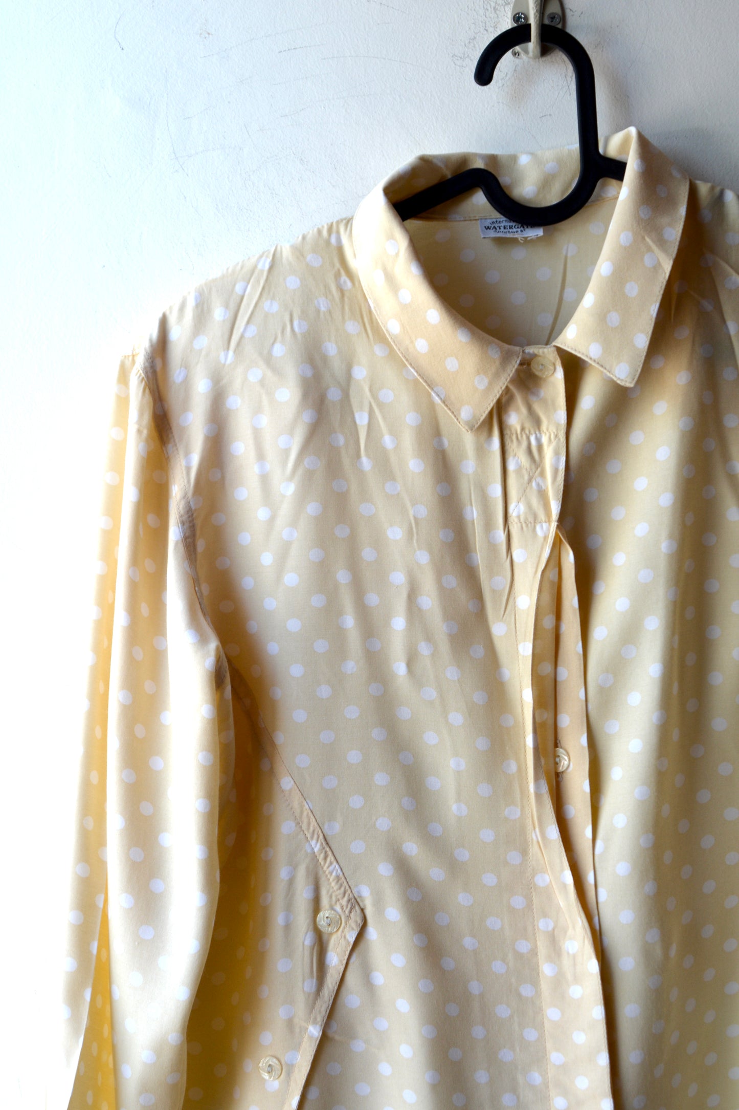 Camicia Vintage Watergate Sportwear Giallo Burro a Pois Bianchi
